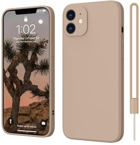 ElestBela für iPhone 12 Hülle Silikon, Handyhülle für iPhone 12 Ultra Dünn Slim mit Microfiber, Kratzfeste Schutzhülle Hülle Titan Sand