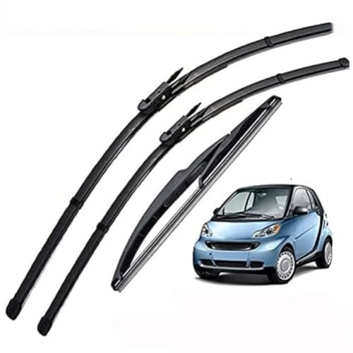 zjxwzm Balais d'essuie-Glaces pour Smart ForTwo W451 Coupe 2007-2014, Balais d'essuie-Glace Avant et Arrière Essuie Glaces Jeu de Pièces d'essuie-Glace