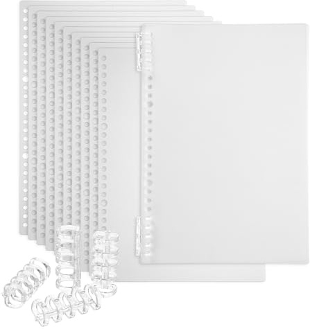 PATIKIL 12 Pack de Cubiertas de Encuadernación, B5 (10.3X7.2 Pulgadas) 22 Mil Cubiertas de Plástico para Cuadernos con Peine de Encuadernación para Presentación de Informes, Blanco