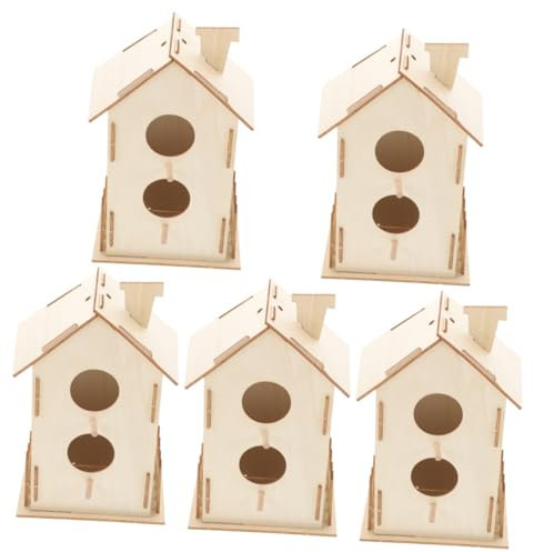 Mipcase 5 Pz giocattolo in legno per casetta per uccelli home decor decorazione casa Casetta per uccelli in legno fai da te giocattolo di graffiti in fai da te di