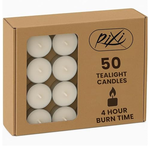 RIXI Unscented Tea Lights, Pack of 50