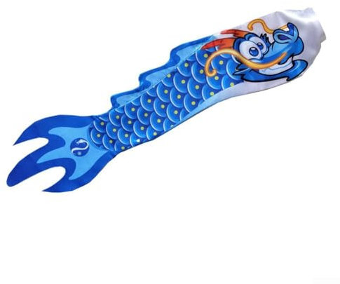 Manica a vento a forma di drago, 70 cm, antistrappo, con cintura di misurazione, per giardino, cortile, patio, decorazione esterna (blu)