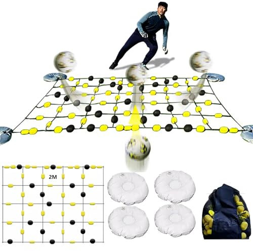 dosiwlatever Fussball Rebounder, quadratische Rebound-Kette für Torhüter, Reaktionstrainingsgerät mit Ballaufbewahrungstasche/4*Wasserbeutel, Fußball-Torwartausrüstung,2m/6.56ft