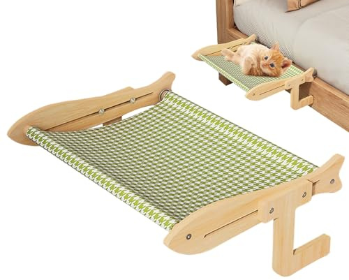 Cat Window Perches - Cat Window Bed Hammock | Sturdy Wooden Cat Hammock | Breathable Window Perch with Detachable Cushion | Ideal Pet Furniture for Indoor Windowsills, Bedsides, Balconies, and Patios