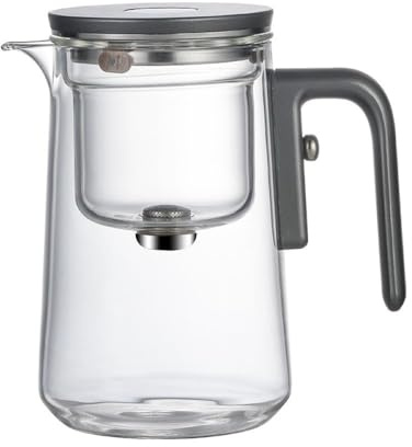 RORA Enchanti Teekanne – Hexerei Magische Glas-Teekanne, magnetisches Wassertrennungsdesign, Borosilikat-Teesieb mit Sieb für lose Blätter und Kräutertees, ideal für Teebereiter (600 ml, Grau)