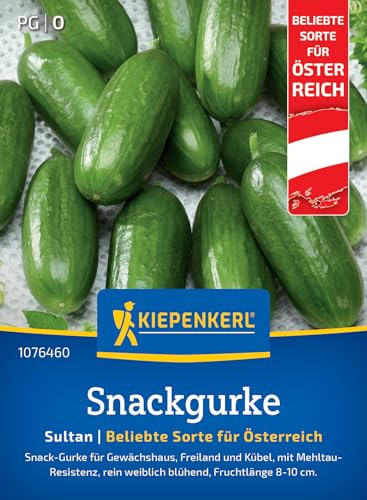 Kiepenkerl Snackgurkensamen Sultan F1 1076460, Gemüsesaat | Fruchtlänge von 8-10 cm, Wuchshöhe 150–200 cm, bitterfrei