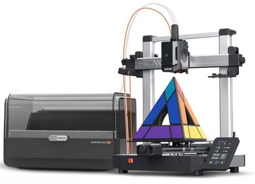 Anycubic Kobra 3 V2 Combo 3D Drucker, Mehrfarbig Druck in 4 Farben, Verbesserte Auto Nivellierung, 600mm/s hohe Geschwindigkeit, Aktive Filamenttrocknung, 3D Printer Druckgröße 255 * 255 * 260mm