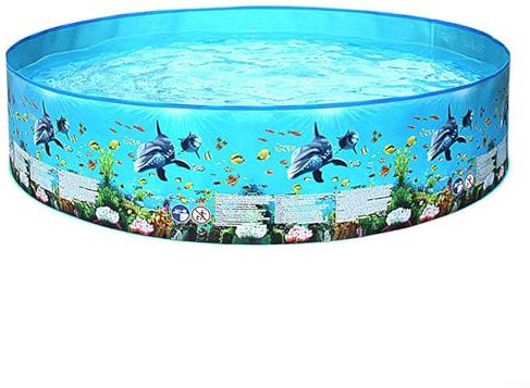 Piscine portable 297 L 122 x 25 cm pliable en plastique dur pour enfants famille été extérieur eau non gonflable bleu piscine