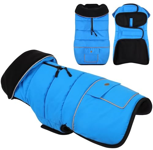 KONVINIT Hundemantel Wasserdicht Warmer Hundejacke Wintermantel für Hunde mit Fleecefutter, Wattierung & reflektierende Elemente,mit Storage auf dem Rücken