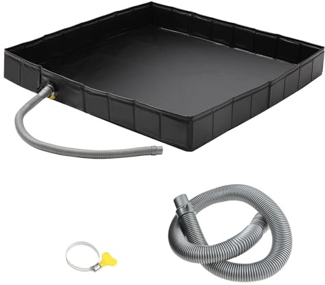 Aupoko Foldable Camping Shower Tray - 40x40in Portable Shower Base | Large Foldable Base, 39.4in Drain Pipe, Large RV/Pet Bath Mat for Indoor & Outdoor Use