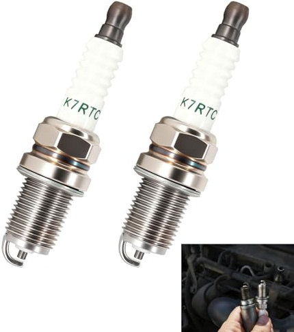 2 PCS K7RTC Spark Plug Replacement, K7RTC Spark Plug Solid Terminal Compatible With 6364/BKR6ES 2330/BCPR6ES 340/RC7YC RC7YCC C7YC FR5DC 3010/Q22PR-U 98079-5785C OEM for Cars Motorcycles Small Engines