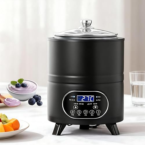 Giuggiolared Yogurtera para Yogur, Queso Fresco y Fermentos, con Termostato Ajustable y Temporizador Digital, Máquina para Hacer Yogur Casero Saludable Sin Intervención Constante Black-8L