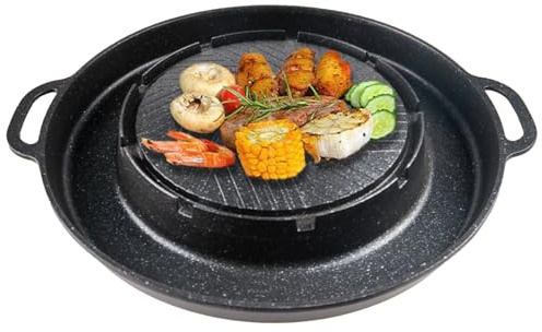 Bohany Grilling Pan 2 in 1,Non Stick Grill Pans | Nonstick Aluminum Alloy Portable for Griddle Smoker Oven Table Cooking Kitchen Camping