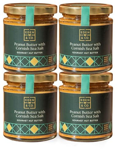 Luxury Peanut Butter Variety Pack, Cornish Sea Salt, Toasted Coconut, Spiced Fruit, Cocoa & Caramel, Crunchy Nut Butter, No Palm Oil, 4 x 180g Jars by EDEN & CO.