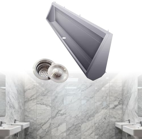 Urinario grande de acero inoxidable, inodoro alargado para hombres que ahorra espacio,para adultos, urinario comercial grande, para escuelas, lugares públicos y hospitales(150x30x65cm)