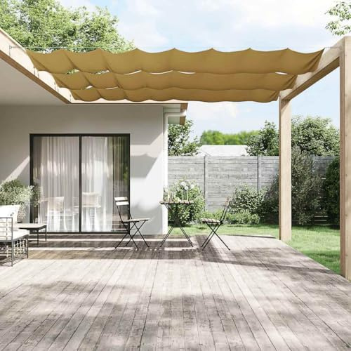 Toldo lateral extensible, toldo vertical beige 180 x 1200 cm, tela Oxford, protección visual para jardín, balcón, piscina, terraza