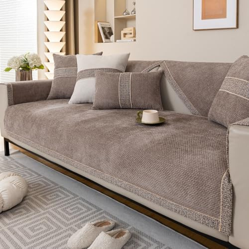 Generisch Sofaschoner,Sofabezug Anti Rutsch Sofaschutz Hund/Katze Kratzschutz wasserdichte Decke für Sofa 1/2/3 Sitzer L/U Form und Ecksofa,Khaki,90x180cm