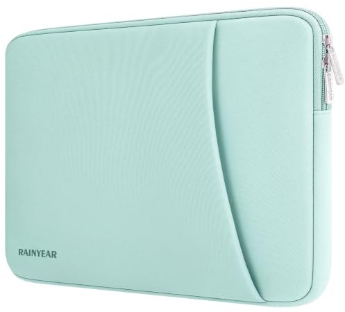 RAINYEAR 14 Inch Laptop Sleeve Padded Case with Front Pocket, Mint Green | Compatible with 14 Notebook Chromebook Ultrabook, 15 MacBook Air M5 M4 M3 M2 A3448 A3241 A3114 A2941 Protective Soft Bag