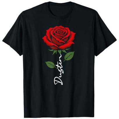 Dustin Fleur Rouge Prénom Art pour Hommes Enfants Garçons T-Shirt
