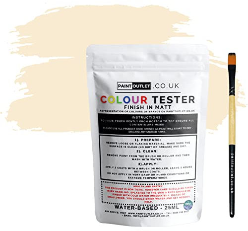 HQC Paint Wall and Ceilings Matt | Sample Colour Tester Pot with Brush | Quick Drying Quality Interior Paint | Contemporary Finish | Magnolia Colour 25ml