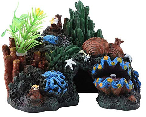 Buntes künstliches Meereskorallenriff-Ornament, Kunstharz, Höhlendekor, Wasserminiaturlandschaft für Aquarium-Aquariumdekore