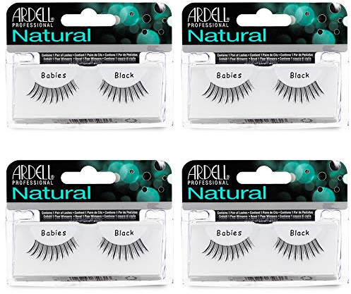 Ardell False Eyelashes, Babies - Lightweight, Natural Look Strip Lashes with Invisiband for Everyday Wear, 4 Pack