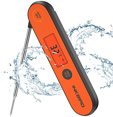 Inkbird Fleischthermometer, USB Wiederaufladbar Digital Fleischthermometer IHT-1P, IPX5 Wasserfest Kochthermometer Küchenthermometer, Grillthermometer für Braten, BBQ, Baby-Ernährung