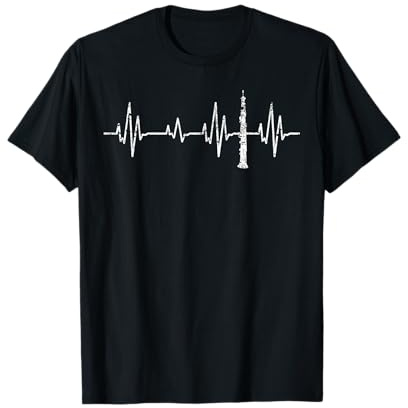 Herzschlag Geschenk für Musiker Klarinette T-Shirt