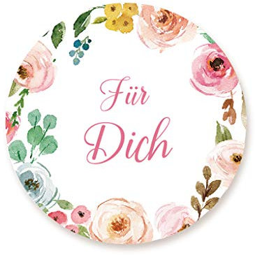 100 Kranz Für Dich Aufkleber Sticker Etiketten für Gastgeschenke, Samen Tüten,Reagenzglas Blütensamen, zur Hochzeit Geburtstag Taufe,give-away Mitgebsel Feste Geschenke Verpackung 4cm - UNI 321 C