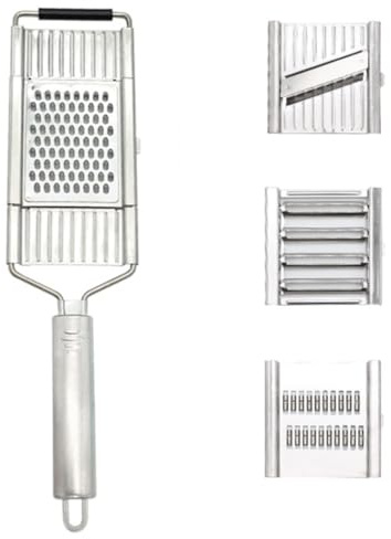 Affettatrice multiuso per verdure, tagliaverdure portatile in acciaio inossidabile, tritatutto manuale 3 in 1, strumento da cucina regolabile per cipolla, frutta e verdura (1 pz)