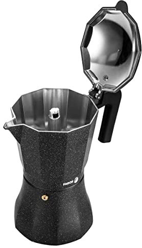 Fagor Tiramisú Cafetera Italiana Aluminio, Express, 3 Tazas Café, Apta para Cocinas, Vitrocerámica, Gas, Eléctrica, Junta de Silicona Gran Durabilidad