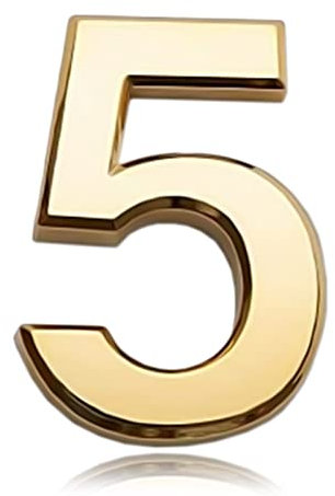 Numéros de porte d'entrée de 7,6 cm, autocollants 3D pour maison, bureau, hôtel, appartement, salle à manger, or (5)
