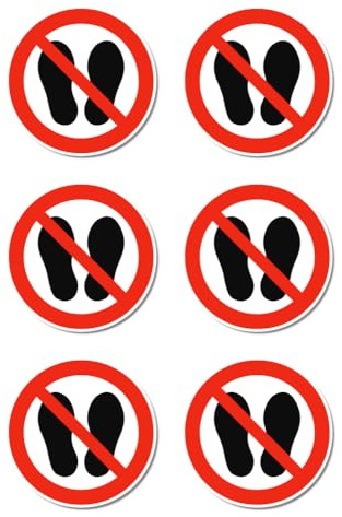 Betreten der Fläche verboten, Verbotszeichen: P024 - DIN EN ISO 7010 / ASR A1.3 - Aufkleber: Ø 5 cm, 6 Stück