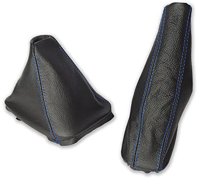 The Tuning-Shop Ltd Schaltsack Handbremsmanschette kompatibel mit BMW E36 Serie 3 Leder blaue Naht