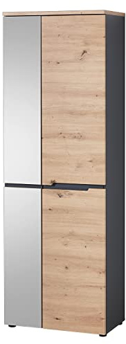 Garderobenschrank - Artisan Eiche Dekor - Graphitfarben - 65 x 197 cm - 1 Spiegeltür