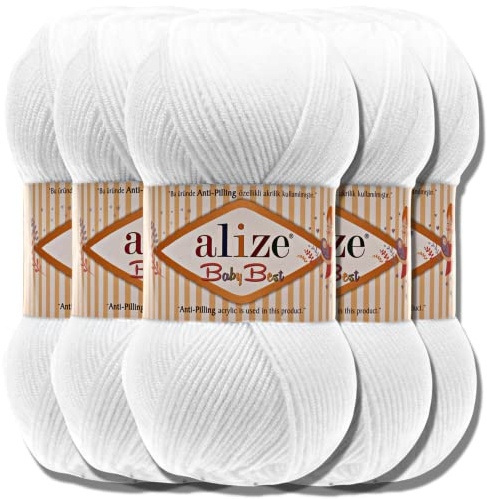 Hobby YARN Alize Baby Best Batik 5x 100g Türkische Premium Wolle Babywolle (Blanco| 55)