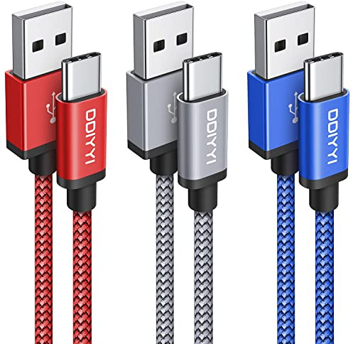 Lang USB C Kabel 3M, Nylon USB A auf USB C Kabel 3 M, Schnellladekabel USBC 3M for Samsung Galaxy, Switch Lite/Pro Controller, PS5 Pro Controller, Xbox Series X/S Controller, 3Stück