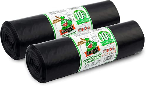 EFFENNE group - 20 Sacchi Spazzatura neri grandi 90x120 cm per la raccolta differenziata da interno - Sacchetti di Plastica per il bidone della spazzatura