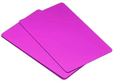 PATIKIL 5 Paket 0.8mm Metall Visitenkarte Leere Name Lasergravur Eloxierte für DIY Lila