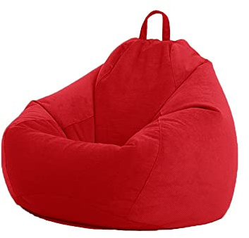 Highdi Cord Sitzsack für Erwachsene Indoor Outdoor Sitzkissen Waschbarer Weicher Flauschiger Sofabettbezug Ohne Füllung Gartenkissen Bodenkissen für Wohnzimmer (75x95cm,Rot)
