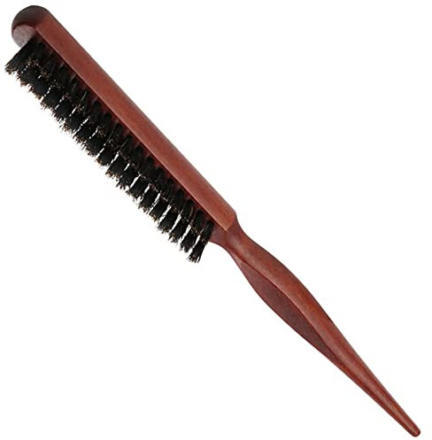 Sularpek Teasing Hair Brush, Back Boar Bristle Brush with Tail Handle for Long Thick Curly Wavy Dry or Damaged Hair, Reducing Breakage, Brown, 1 Count, 24.8 g