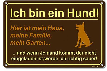 SINMAO Achtung Hund Schild Lustig 30x20cm Aluminium Reflektierend, Pflichtbewister Hund Schild Mit 4 Vorgebohrten Löchern für den Hof Zäune