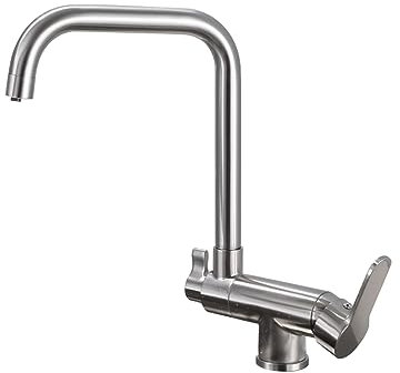 XJTNLB Miscelatore 3 Vie Abbattibile Sottofinestra Pieghevole Rubinetto a Tre Vie Cucina Ottone Depuratore+Acqua+Rubinetto, Spazzolato