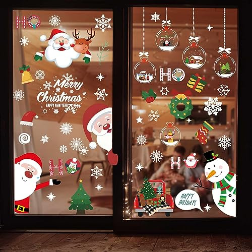 Fensterbilder Weihnachten Selbstklebend – 9 Stück Fensterdeko und Sticker für Ihre Fenster