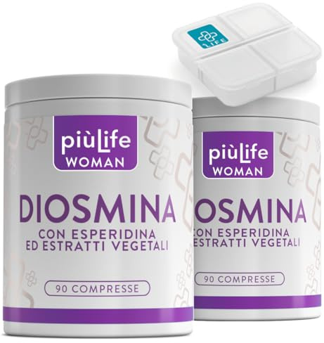Diosmina Hesperidina 1000mg PiùLife, 180 Comprimidos | Con Castaño de Indias, Centella Asiática, Rusco, Bromelina, Fórmula para Circulacion Piernas y Piernas Cansadas