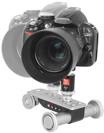 FXNFXLA Carrello per Fotocamera motorizzato, Binario di Scorrimento Elettrico a 3 Ruote, con Testa a Sfera, Regolabile a 5 velocità, Compatibile con Fotocamera DSLR, videocamera, Smartphone