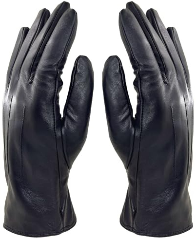 ZLUXURQ Herren Winter Echtes Schaffell Leder warme Handschuhe Kaschmir oder Wolle Futter