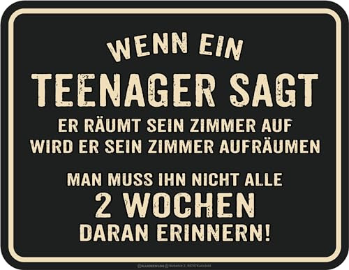 Deko Blechschild für Teenager: Zimmer aufräumen