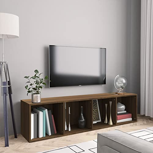 CIADAZ Bücherregal/TV-Schrank, Raumteiler Regal, Standregal, Bookcase, Bücherwand, Büroregal, Regalbrett, Bookshelf, Braun Eiche 143x30x36 cm Holzwerkstoff
