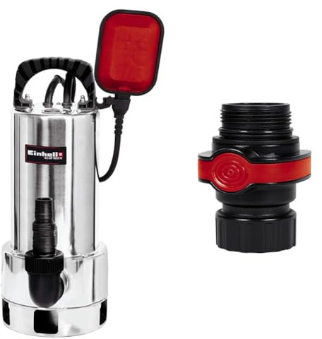Einhell Schmutzwasserpumpe GC-DP 9035 N (900 W, Edelstahl-Pumpe, max. Fördermenge 18000 l/h, max. Fremdkörpergröße 35 mm, stufenlos höhenverstellbarer Schwimmerschalter, inkl. Schnellverbinder)